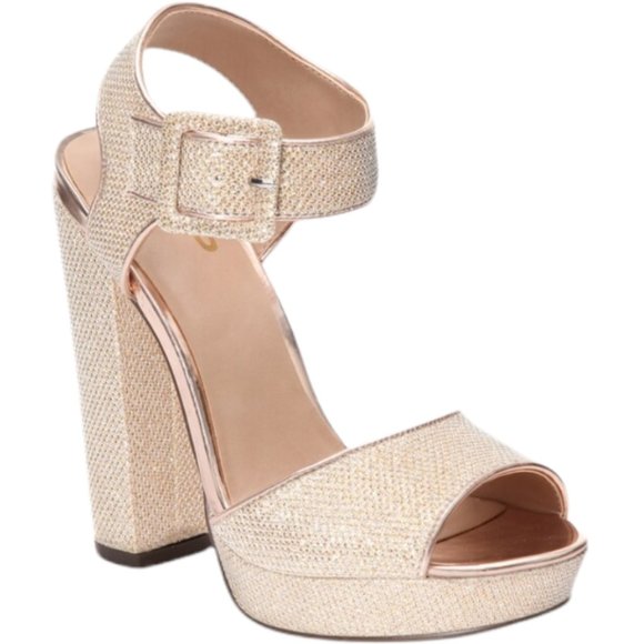 Mix No. 6 Shoes - Mix No. 6 Rose Gold Sparkle Froleon Platform Heel Size 7.5